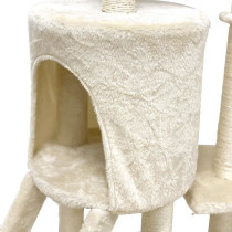 JIPSY Arbre a chat beige 79 x 34 x 138 cm - 3 plateformes, 1 perchoir,