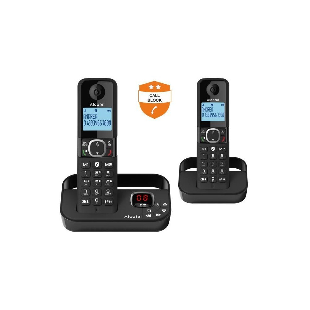 Téléphone fixe sans fil - ALCATEL - F860 voice duo noir - Avec fonct