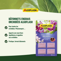 Engrais pour orchidées - ALGOFLASH - 20 bâtonnets - Action jusqu'a 3