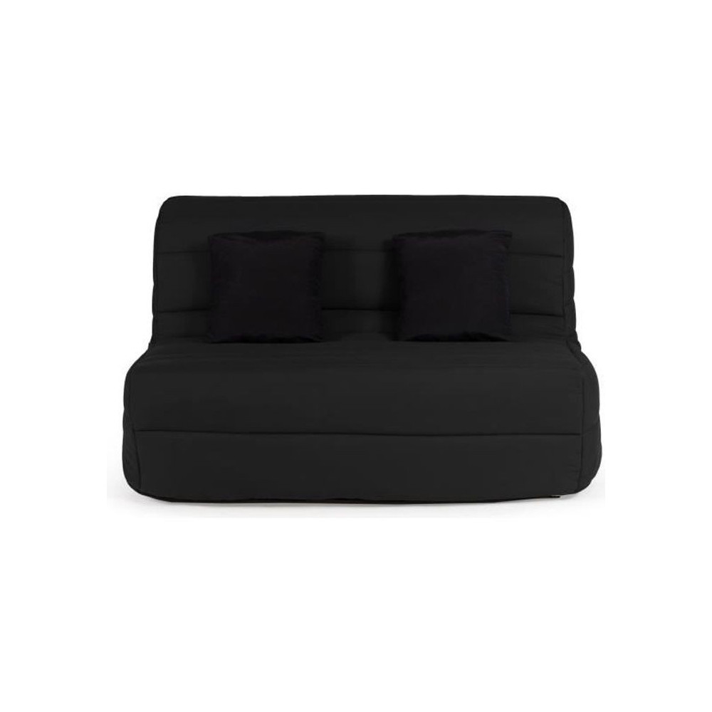DUNLOPILLO Banquette BZ - Tissu Noir + 2 coussins noir - L 140 x P 99
