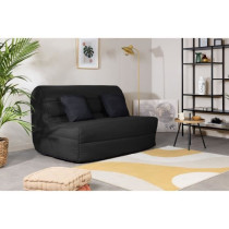 DUNLOPILLO Banquette BZ - Tissu Noir + 2 coussins noir - L 140 x P 99