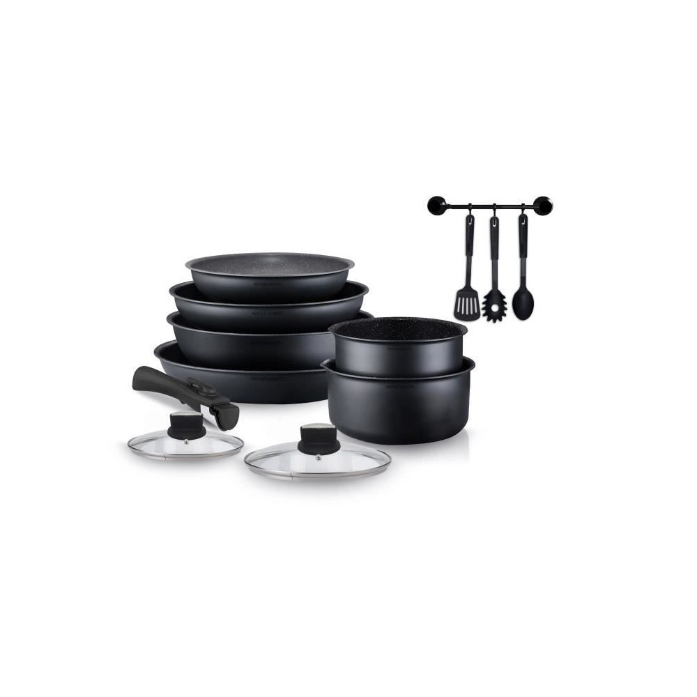 Arthur Martin AM268B Batterie de cuisine 12 pieces - poignée amovible
