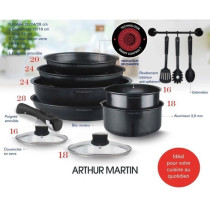 Arthur Martin AM268B Batterie de cuisine 12 pieces - poignée amovible