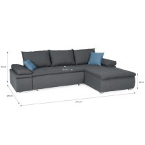 CELINA Canapé d'angle réversible convertible 3 places + Coffre de ra