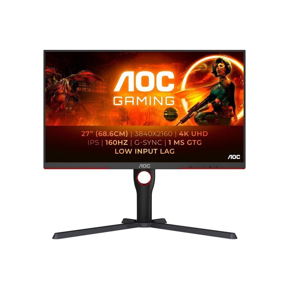 Écran PC - AOC - U27G3X/BK - 27 UHD 4K - Dalle IPS - 160Hz - 1ms - Aj