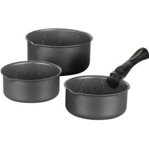 Set de 3 casseroles Gris Mat 16-18-20 cm + 1 poignée amovible - Alumi