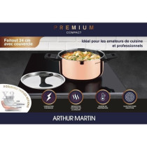 Faitout 24 cm - ARTHUR MARTIN - AM945GT - 3 couches triple action : cu