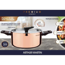 Faitout 24 cm - ARTHUR MARTIN - AM945GT - 3 couches triple action : cu