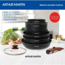 Batterie de cuisine 8 pieces ARTHUR MARTIN - Aluminium - Poignée Bois
