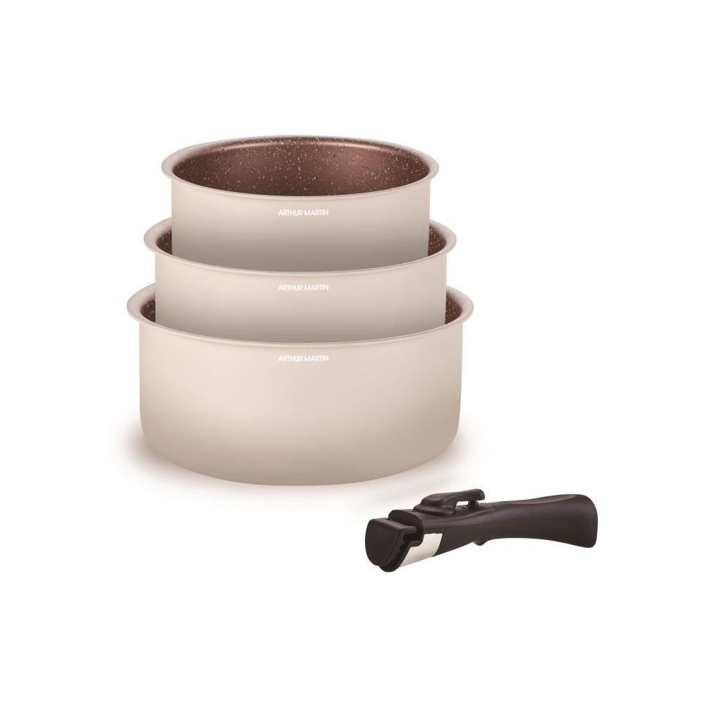 Set de 3 casseroles ARTHUR MARTIN - AM2655 - 16-18-20 cm + 1 poignée