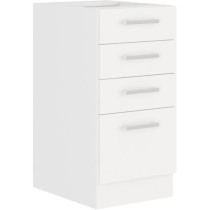 ATLAS Meuble bas 4 tiroirs - Décor blanc - L40 x P52x H82 - Plan de t