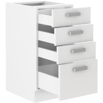 ATLAS Meuble bas 4 tiroirs - Décor blanc - L40 x P52x H82 - Plan de t