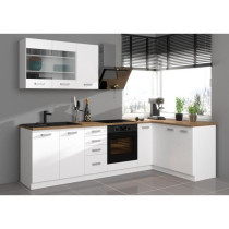ATLAS Meuble bas 4 tiroirs - Décor blanc - L40 x P52x H82 - Plan de t