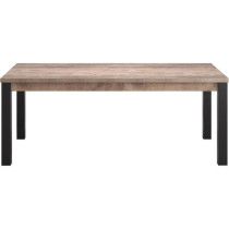 Table a manger EMILE 10 personnes - Mélamine chene brun tabac et noir