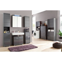 Meuble rangement sous machine a laver AMANDA - 2 portes - Gris Brillan