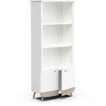 Bibliotheque 2T / 2P - FIRMIANA - style scandinave - Blanc mat / chene