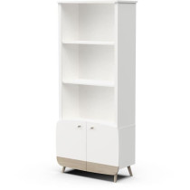 Bibliotheque 2T / 2P - FIRMIANA - style scandinave - Blanc mat / chene