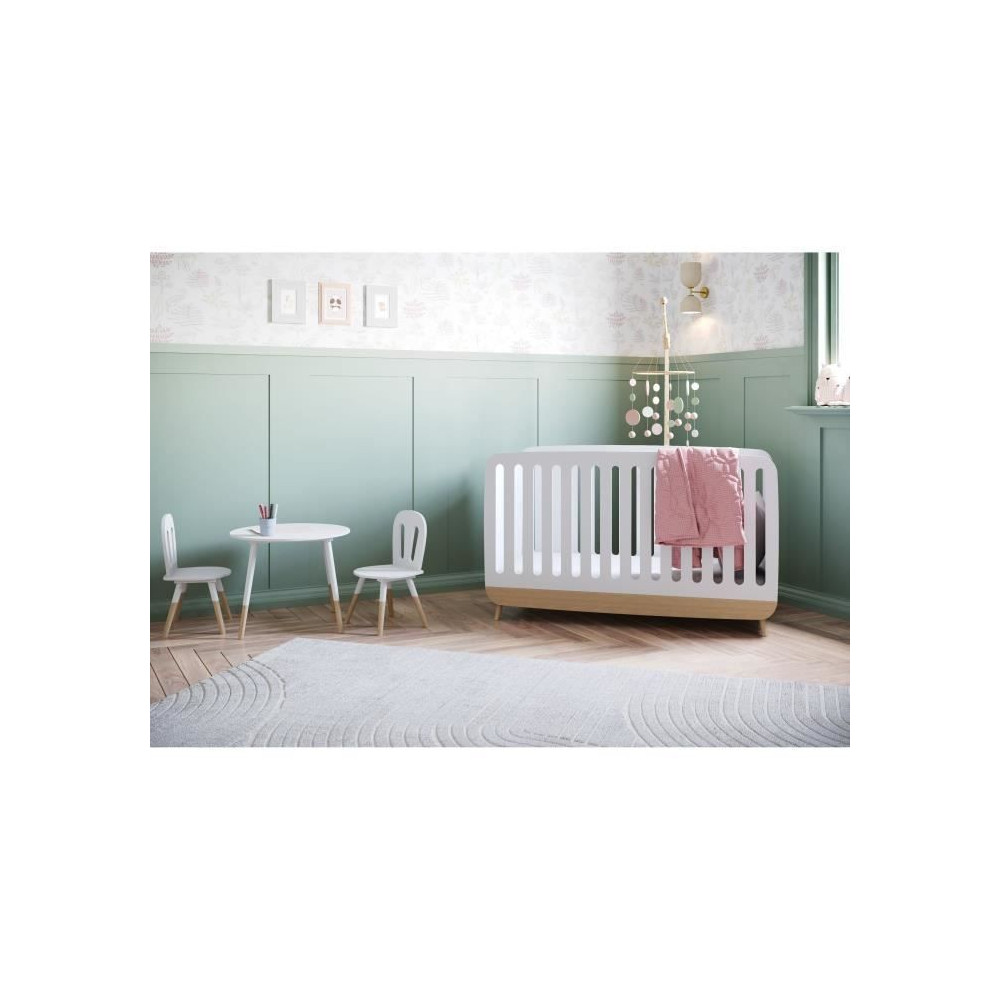 Ensemble table + chaises - FIMIANA - Style scandinave - Blanc mat / Ch