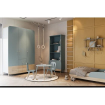 Ensemble table + chaises FIRMIANA - style scandinave - bleu orage & bo