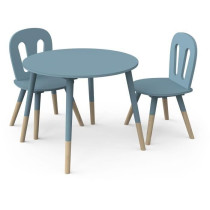 Ensemble table + chaises FIRMIANA - style scandinave - bleu orage & bo
