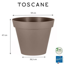 EDA Pot de fleur rond Toscane - Ø 60 x H 47 cm - 76 L - Taupe