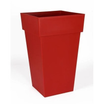 EDA Pot de fleur haut carré Toscane - 39 x 39 x H 65 cm - 62 L - Roug