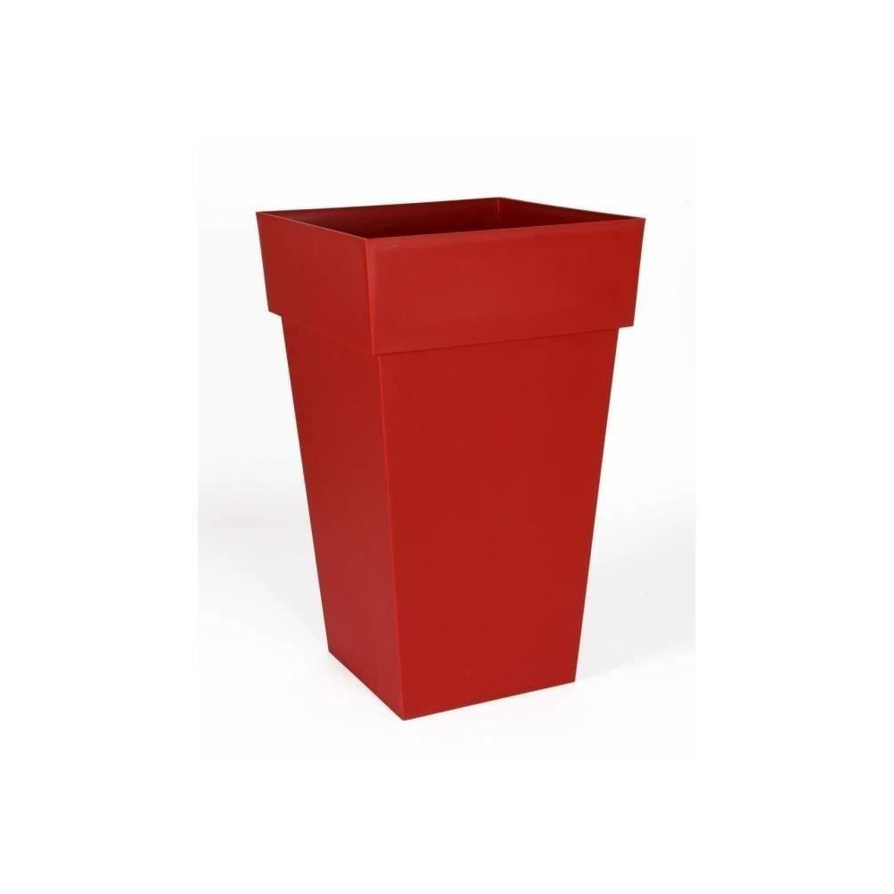 EDA Pot de fleur haut carré Toscane - 39 x 39 x H 65 cm - 62 L - Roug