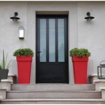 EDA Pot de fleur haut carré Toscane - 39 x 39 x H 65 cm - 62 L - Roug