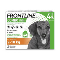 FRONTLINE Combo Chien S - 2 a 10 kg - 4 Pipettes - Puces tiques et pou