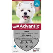 ADVANTIX Chien Solution Antiparasitaire Petite Race 4 a 10kg 4 pipette