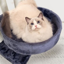 GARFIELD Arbre a chat gris 55 x 40 x 116 cm - 1 tunnel, 4 plateformes,