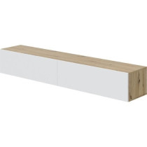 Meuble TV suspendu - L 180X P 28X H 35 cm KAWAY - Décor blanc et chen