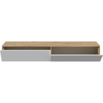 Meuble TV suspendu - L 180X P 28X H 35 cm KAWAY - Décor blanc et chen