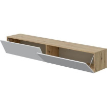 Meuble TV suspendu - L 180X P 28X H 35 cm KAWAY - Décor blanc et chen