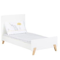 Lit évolutif - 140x70cm - Babyprice Joy Naturel - Blanc sur pieds en