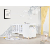 Lit Combiné - 120x60cm - Evolutif en 90x190cm - Babyprice Joy Naturel