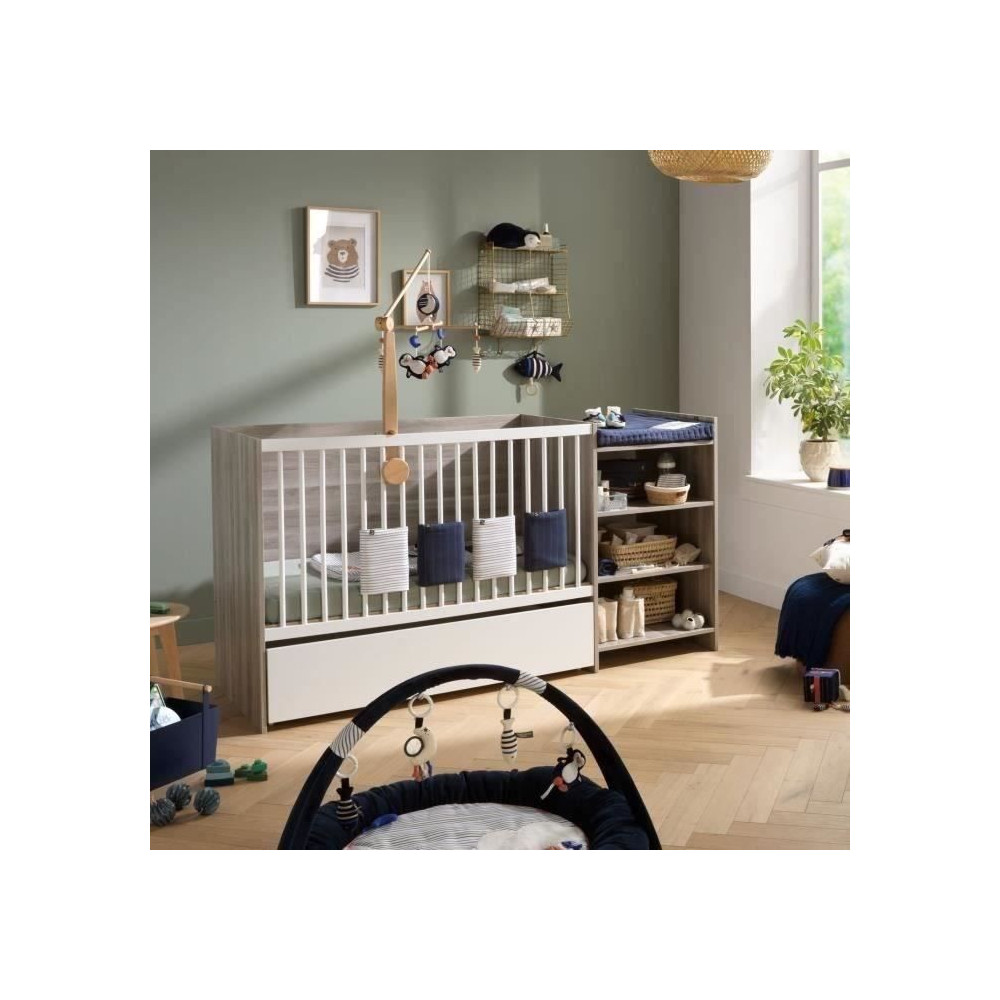 Lit bébé combiné - 120x60cm - Evolutif en 90x190cm - Babyprice Up -