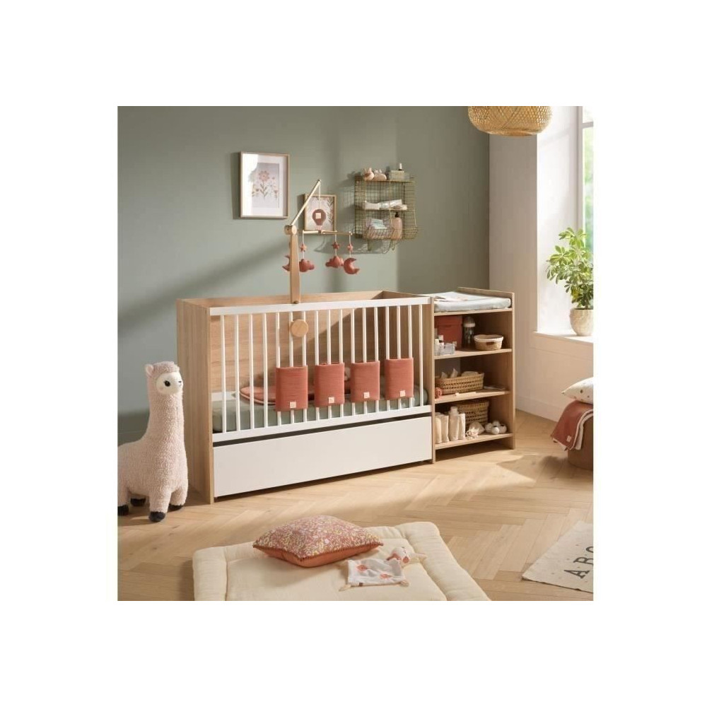 Lit bébé combiné - 120x60cm - Evolutif en 90x190cm - Babyprice Up -