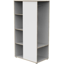 Meuble de rangement enfant - En bois blanc et chant bois - Avec étage