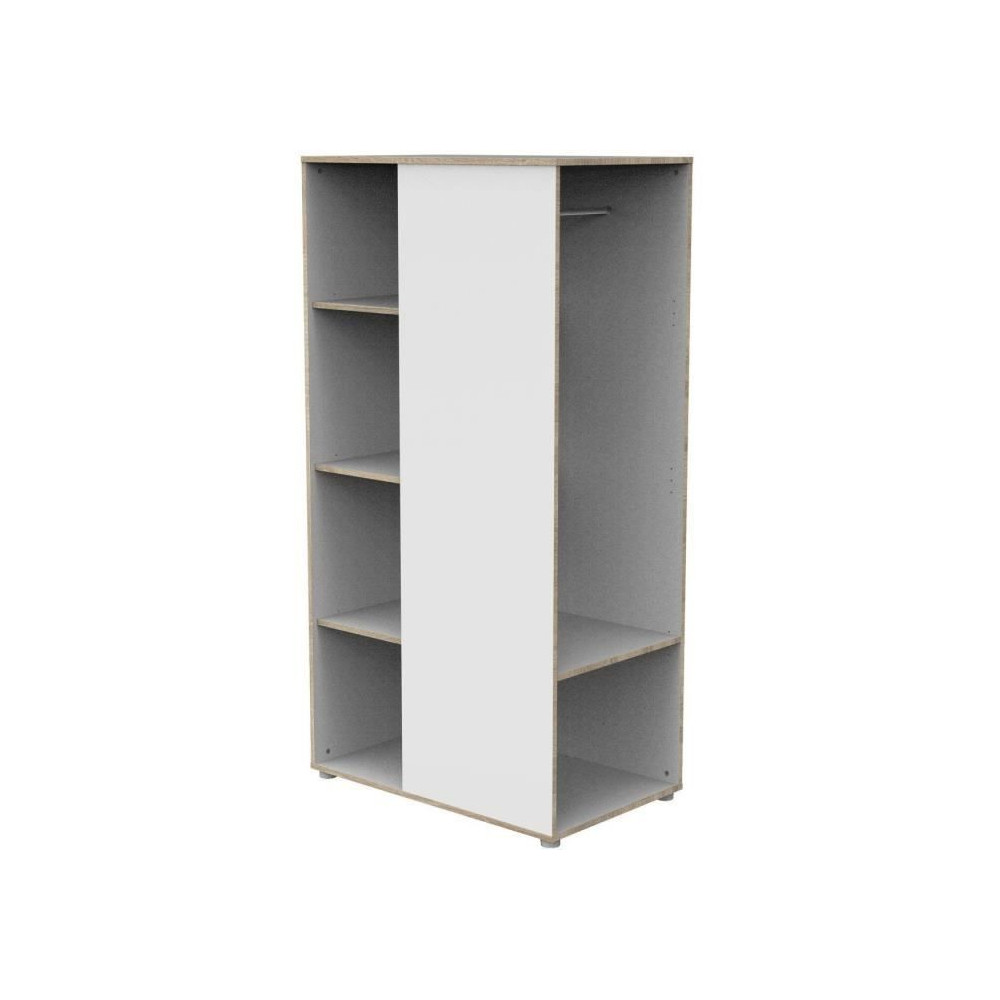 Meuble de rangement enfant - En bois blanc et chant bois - Avec étage