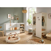Meuble de rangement enfant - En bois blanc et chant bois - Avec étage