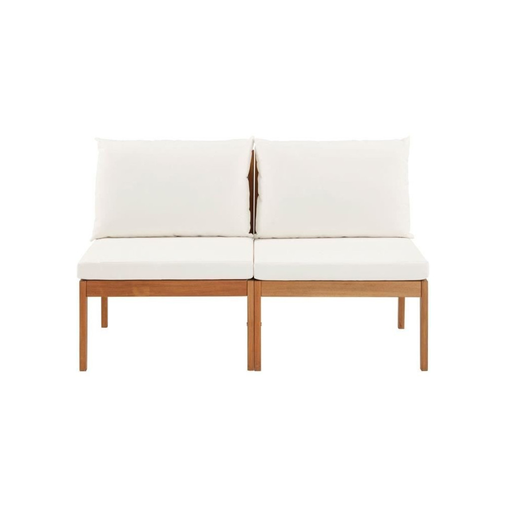 Banquette de jardin ALMA en bois d'acacia FSC avec coussins - 2 person