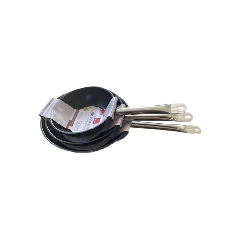 Lot de 3 poeles - BAUMALU - Gastronomie - 20 / 24 / 28 cm - Acier inox