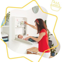 Badabulle Table a langer murale Plouf, avec matelas a langer inclus -