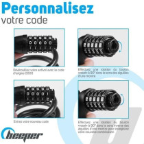 Antivol trottinette et vélo - BEEPER - Câble 60 cm - Code 4 chiffres