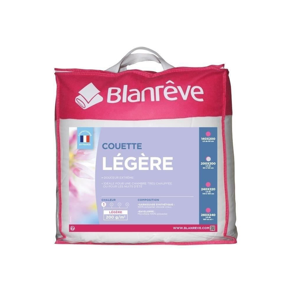 BLANREVE Couette légere en microfibre - 200 x 200 cm - Blanc BLANREVE Couette légere en microfibre - 200 x 200 cm - Blanc