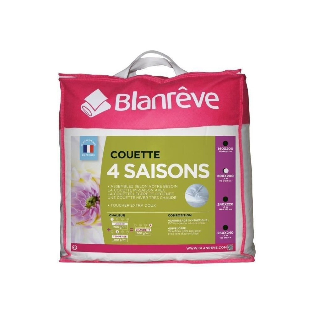 BLANREVE Couette 4 saisons - 200 x 200 cm - Blanc BLANREVE Couette 4 saisons - 200 x 200 cm - Blanc