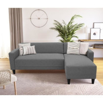Canapé d'angle fixe 4 places BOB - Tissu anthracite - Réversible - L