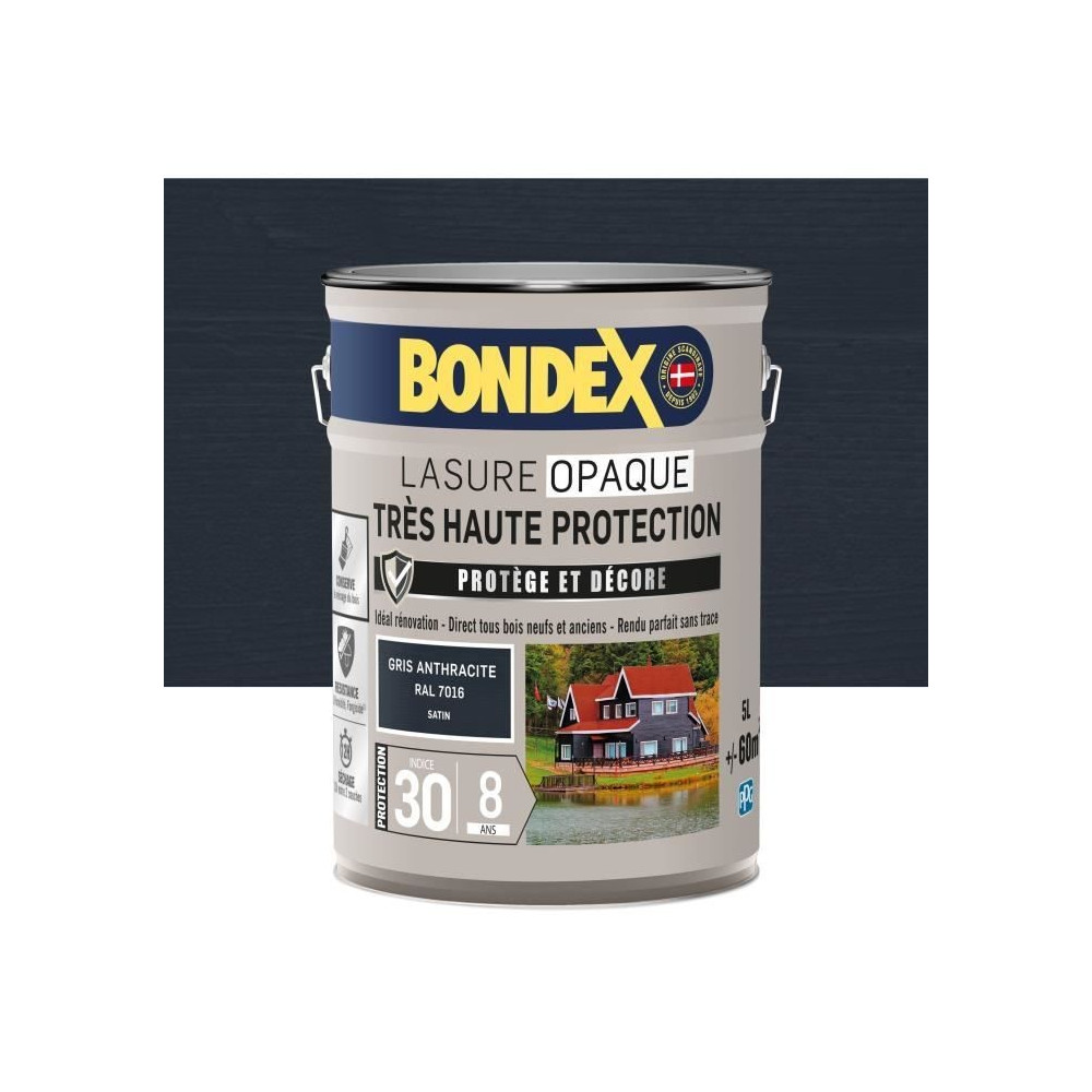 Lasure opaque Tres haute protection - Gris anthracite RAL 7016 satin -