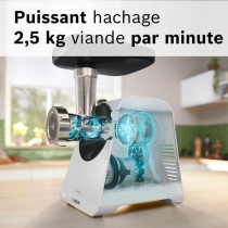 Hachoir a viande - BOSCH - MFWS420W Série 4 - Blanc - 500 W - moteur